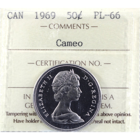 1969 Canada 50-cents ICCS Certified PL66 Cameo