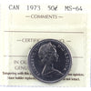 1973 Canada 50-cents ICCS Certified MS64 Heavy Cameo