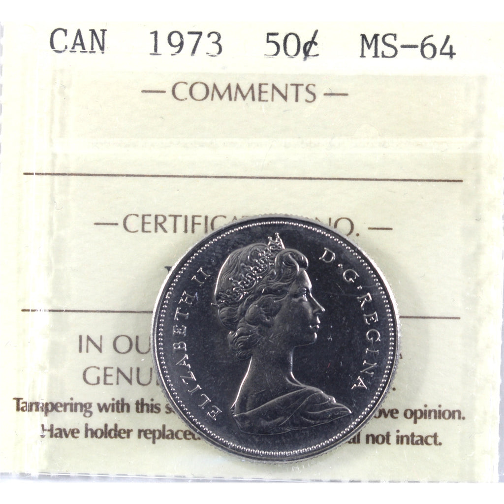 1973 Canada 50-cents ICCS Certified MS64 Heavy Cameo