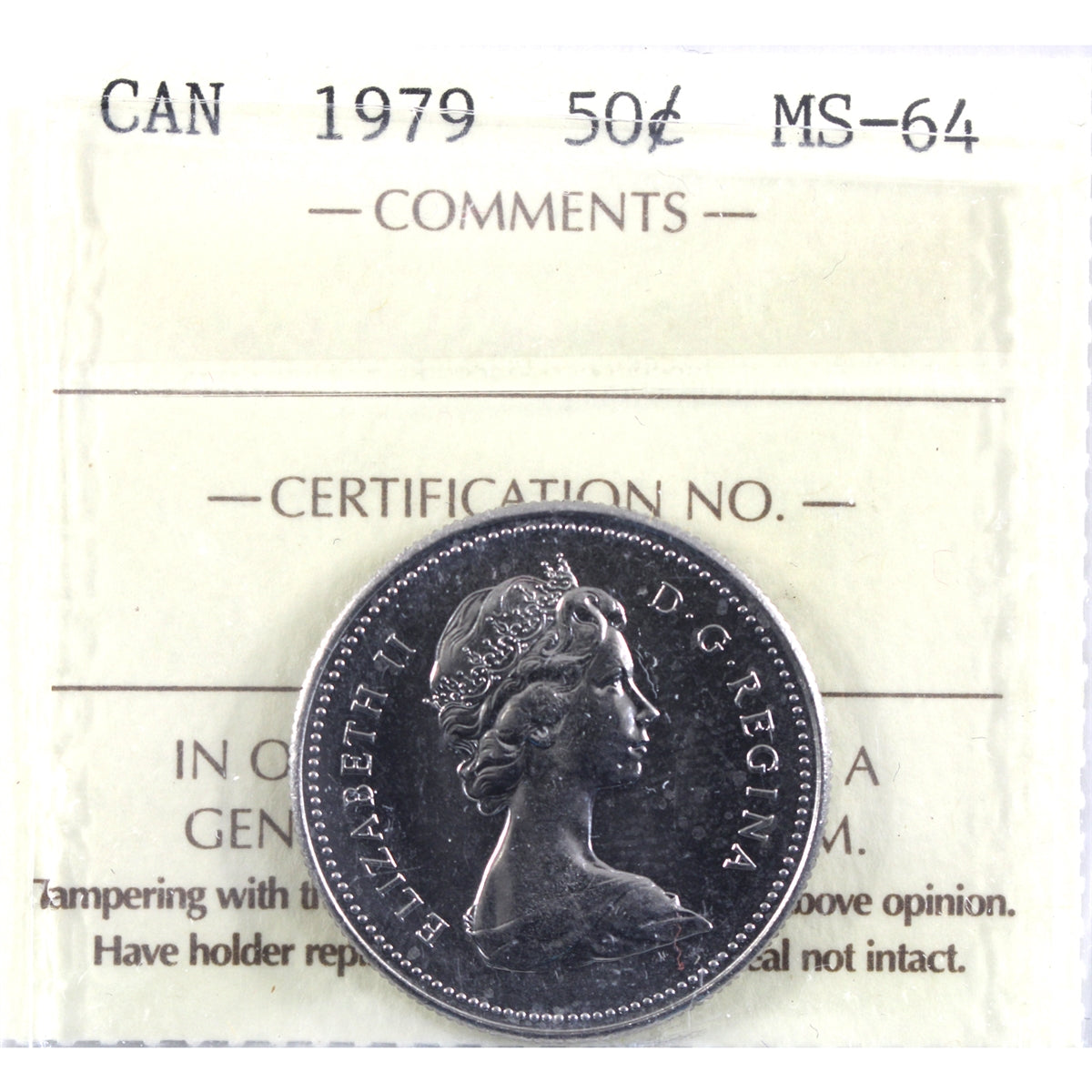 1979 Canada 50-cents ICCS Certified MS64
