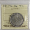 1936 Canada 50-cents ICCS Certified VG8
