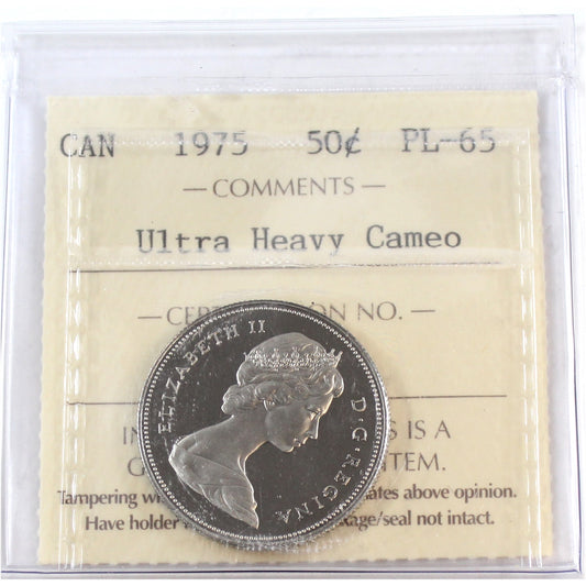 1975 Canada 50-cents ICCS Certified PL65 Ultra Heavy Cameo