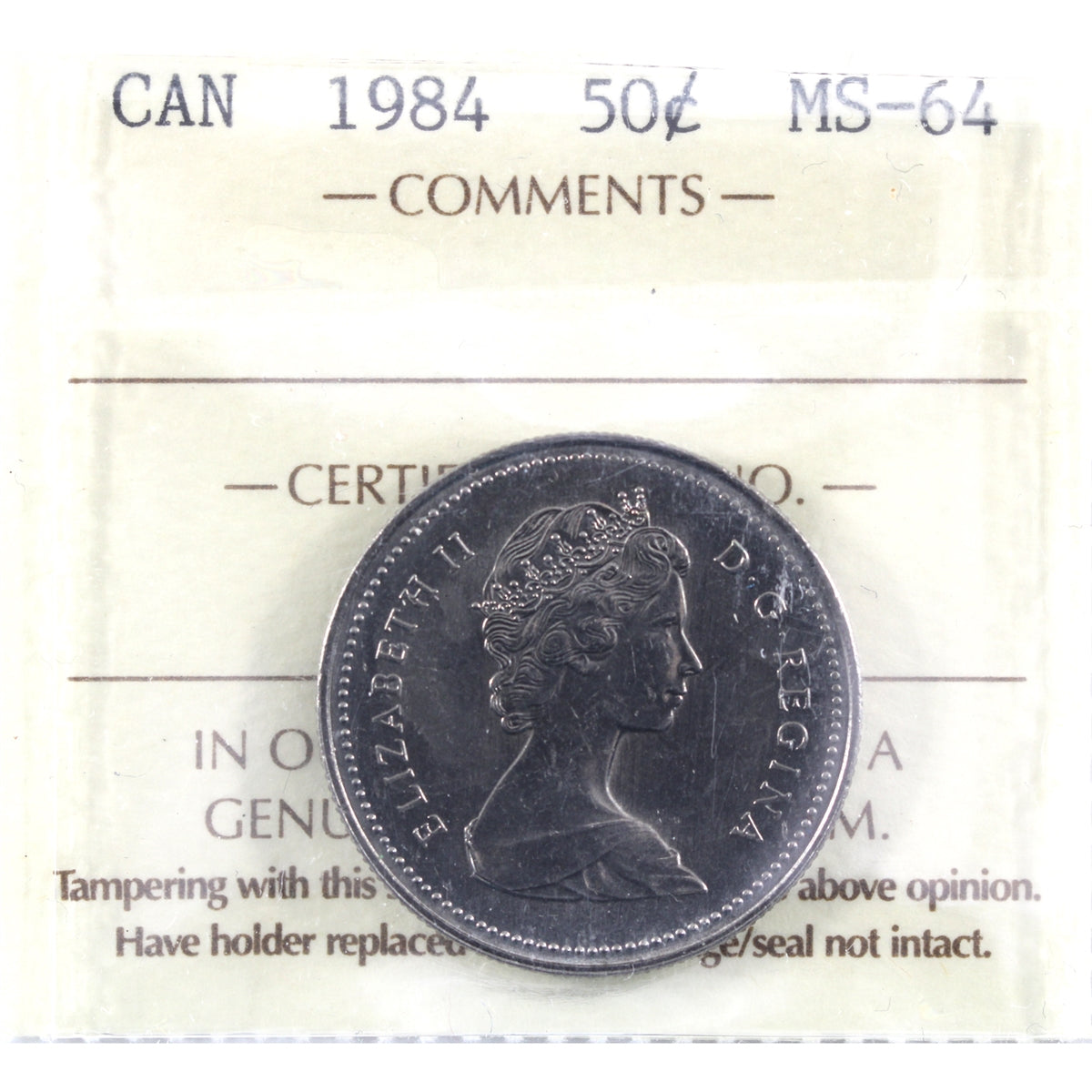 1984 Canada 50-cents ICCS Certified MS64