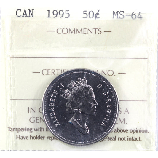 1995 Canada 50-cents ICCS Certified MS64