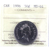1996 Canada 50-cents ICCS Certified MS64
