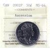 2002P Ascension Canada 50-cents ICCS Certified MS64