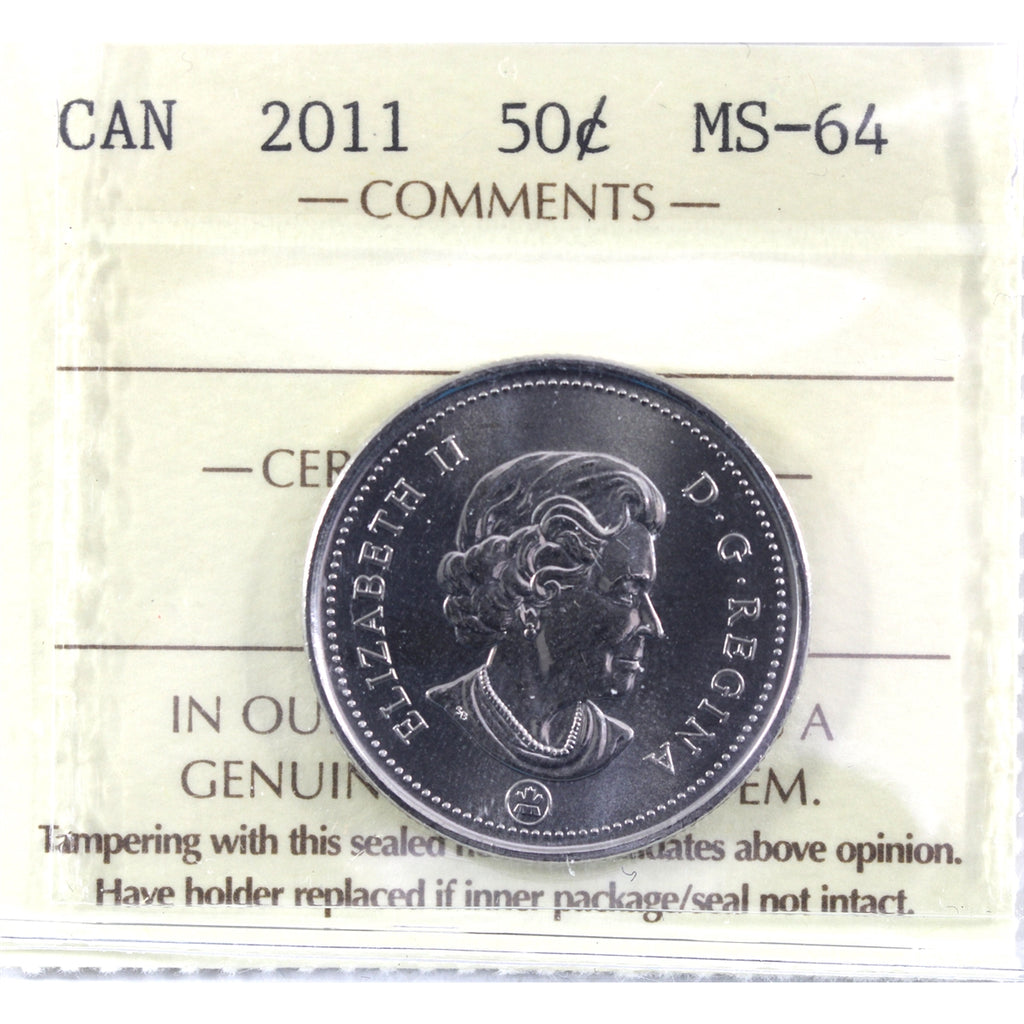 2011 Canada 50-cents ICCS Certified MS64