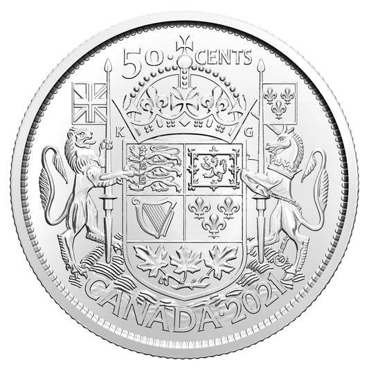 2021 100th Ann. of Canada's Coat of Arms 50-cents Brilliant Uncirculated (MS-63)