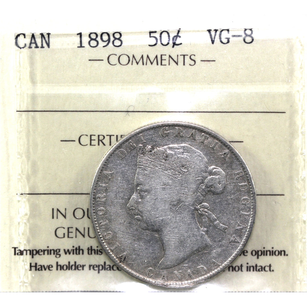 1898 Canada 50-cents ICCS Certified VG8