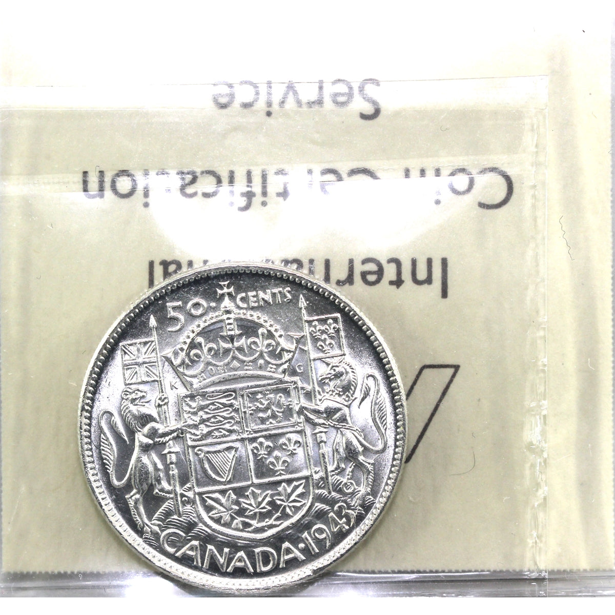 1943 Near 3 Canada 50-cents ICCS Certified MS62
