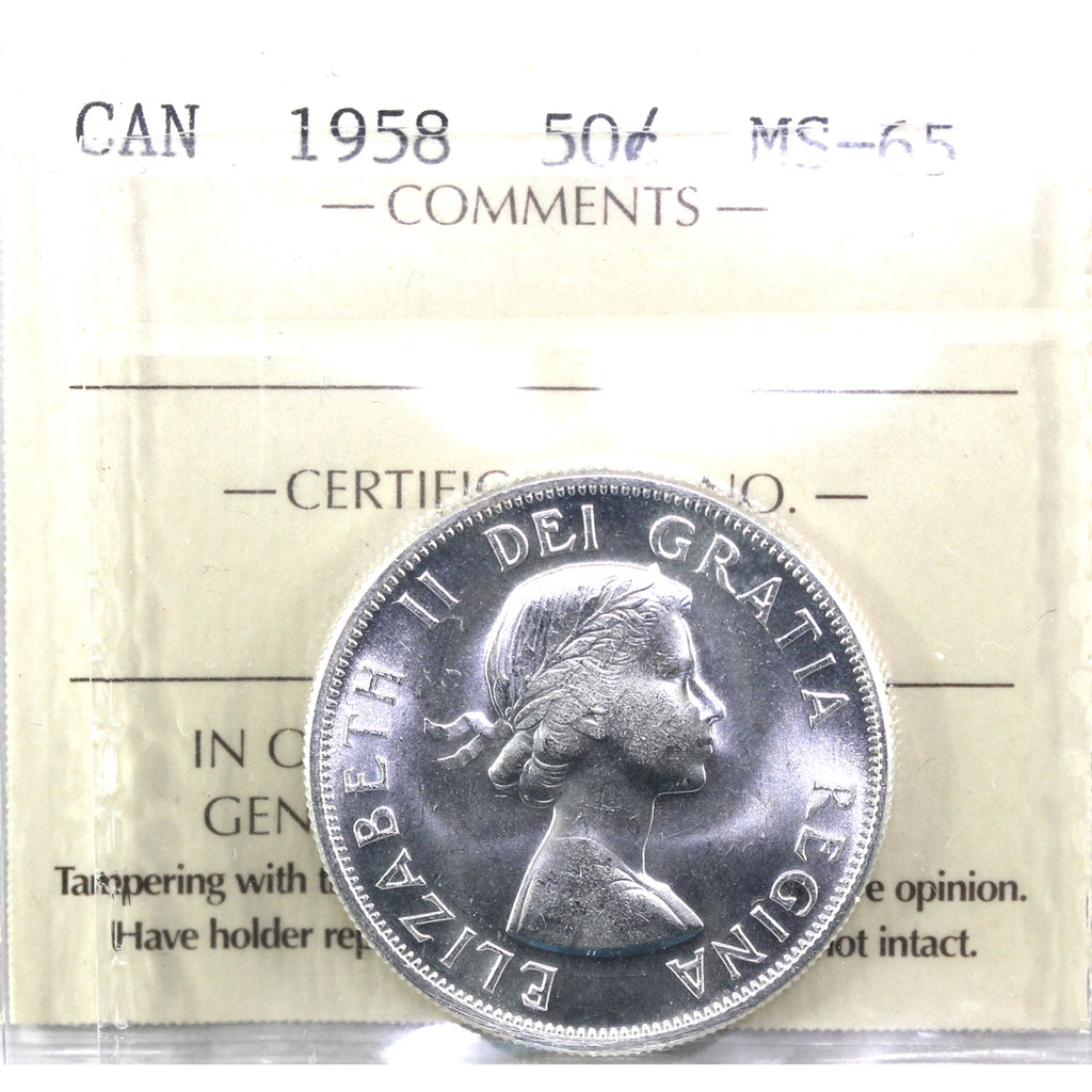 1958 Canada 50-cents ICCS Certified MS65