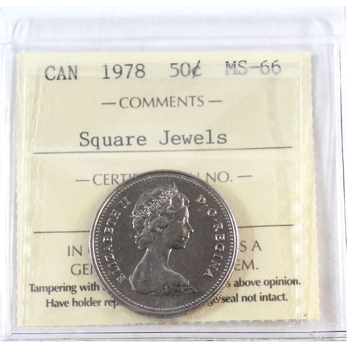 1978 Square Jewels Canada 50-cents ICCS Certified MS66