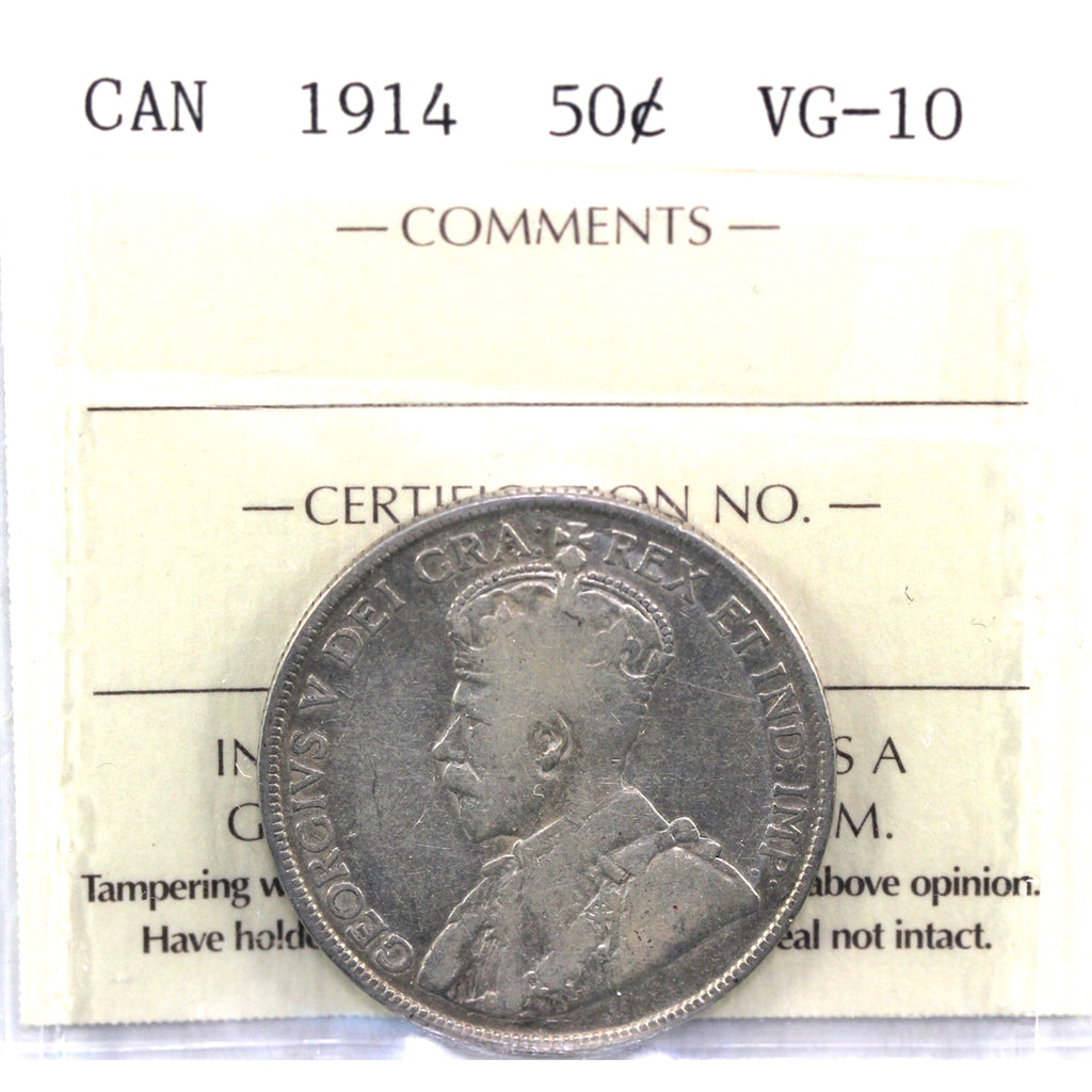 1914 Canada 50-cents ICCS Certified VG10