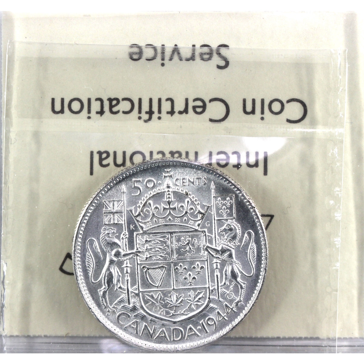 1944 Near 4 Canada 50-cents ICCS Certified AU55