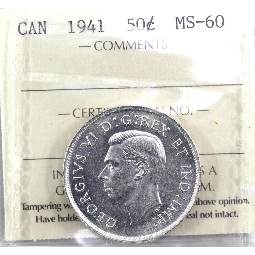 1941 Canada 50-cents ICCS Certified MS60