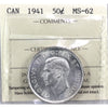 1941 Canada 50-cents ICCS Certified MS62