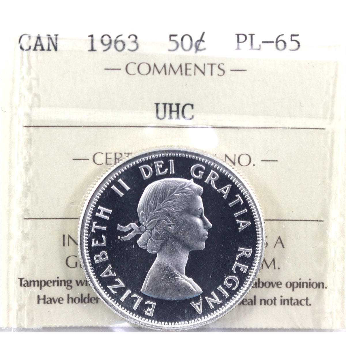 1963 Canada 50-cents ICCS Certified PL65 Ultra Heavy Cameo