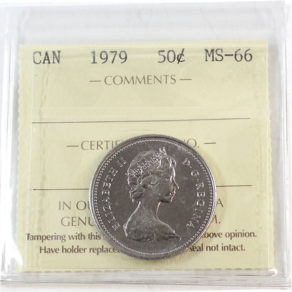 1979 Round Bust Canada 50-cents ICCS Certified MS66