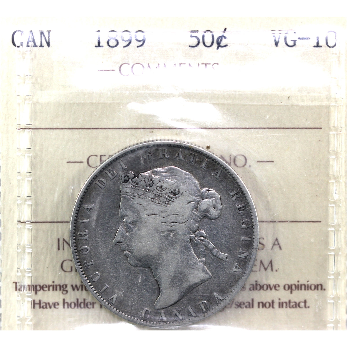 1899 Canada 50-cents ICCS Certified VG10