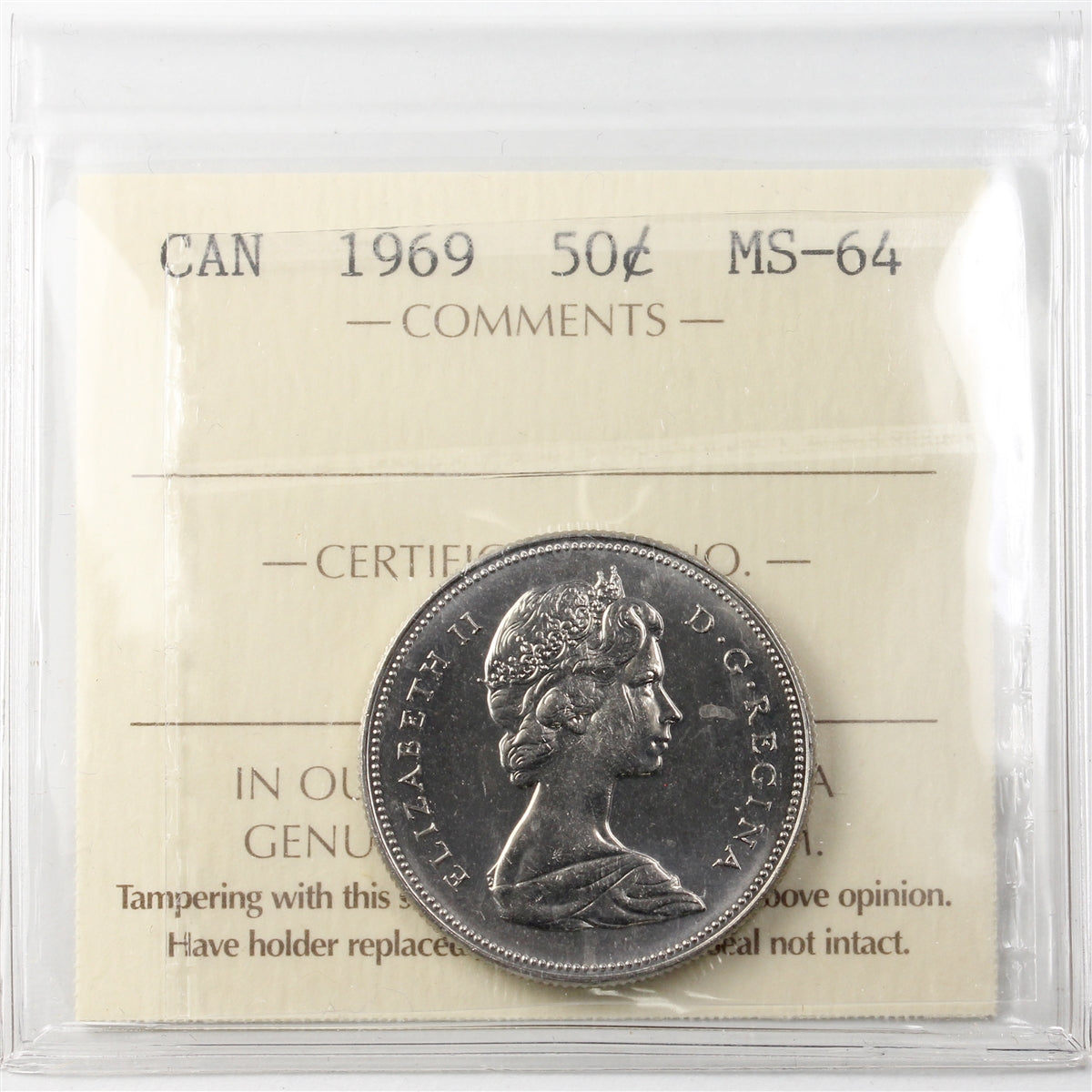 1969 Canada 50-cents ICCS Certified MS64