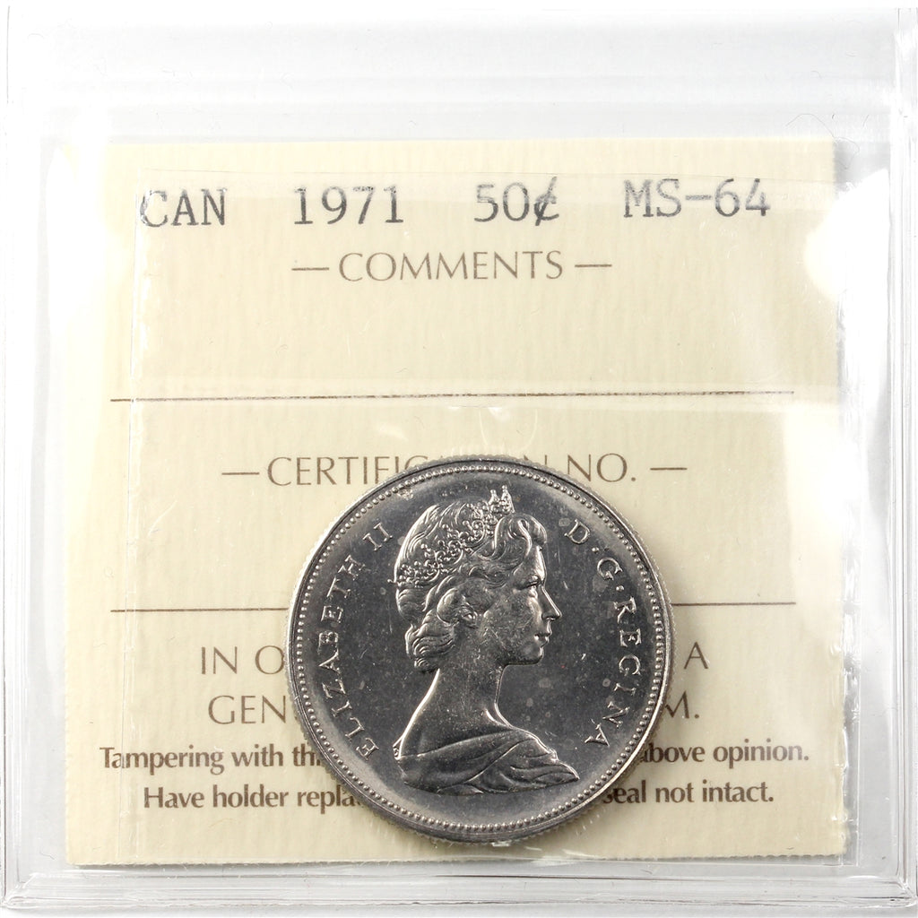 1971 Canada 50-cents ICCS Certified MS64