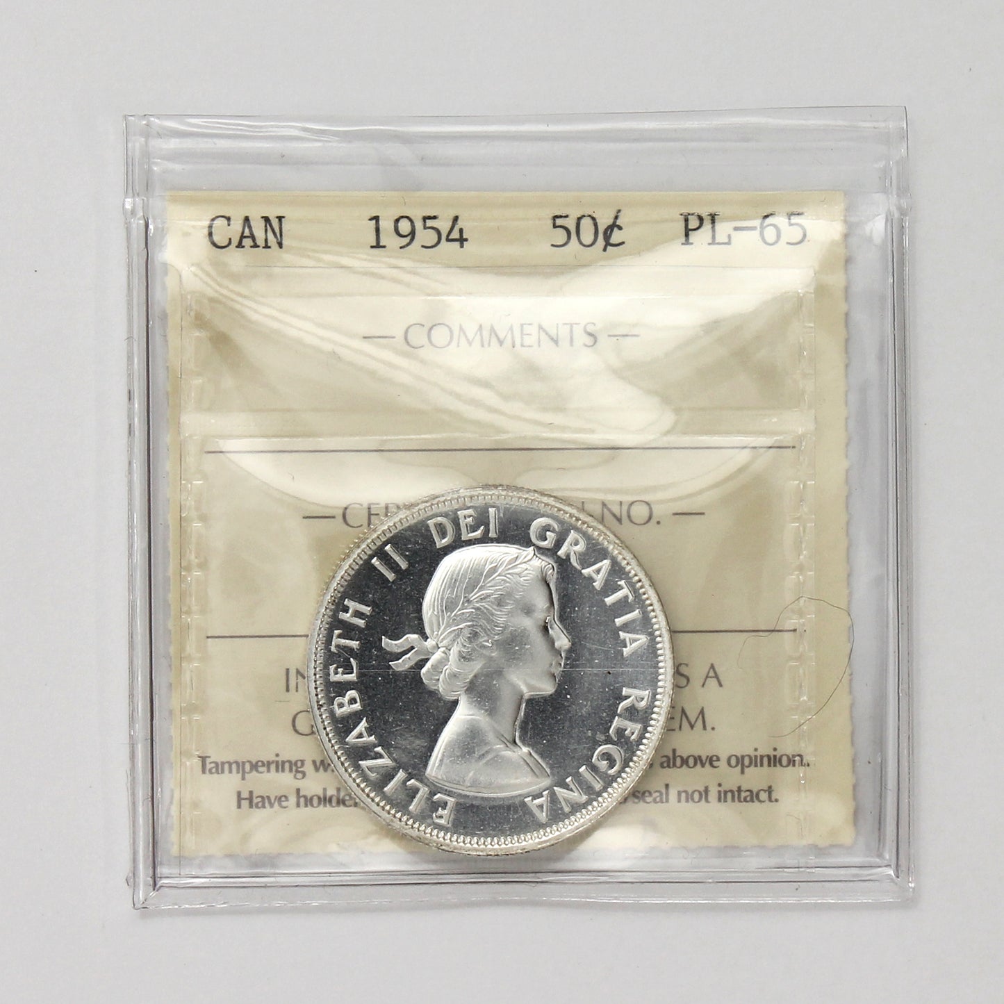 1954 Canada 50-cents ICCS Certified PL65