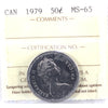 1979 Round Bust Canada 50-cents ICCS Certified MS65