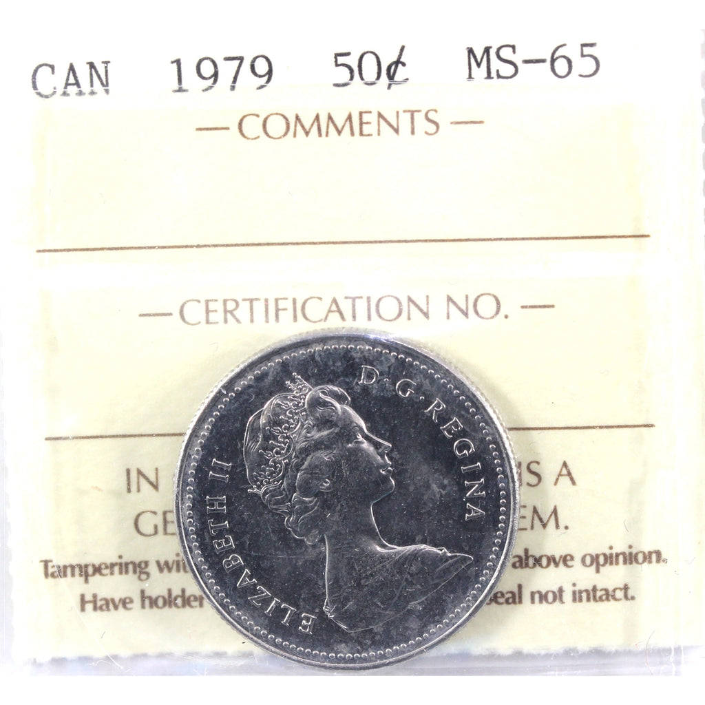 1979 Round Bust Canada 50-cents ICCS Certified MS65