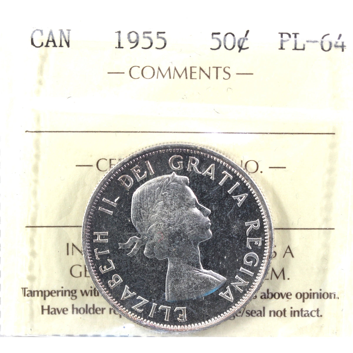 1955 Canada 50-cents ICCS Certified PL64