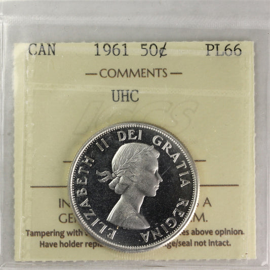 1961 Canada 50-cents ICCS Certified PL66 UHC