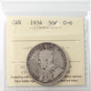 1934 Canada 50-cents ICCS Certified G6