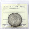 1871 Canada 50-cents ICCS Certified VF30