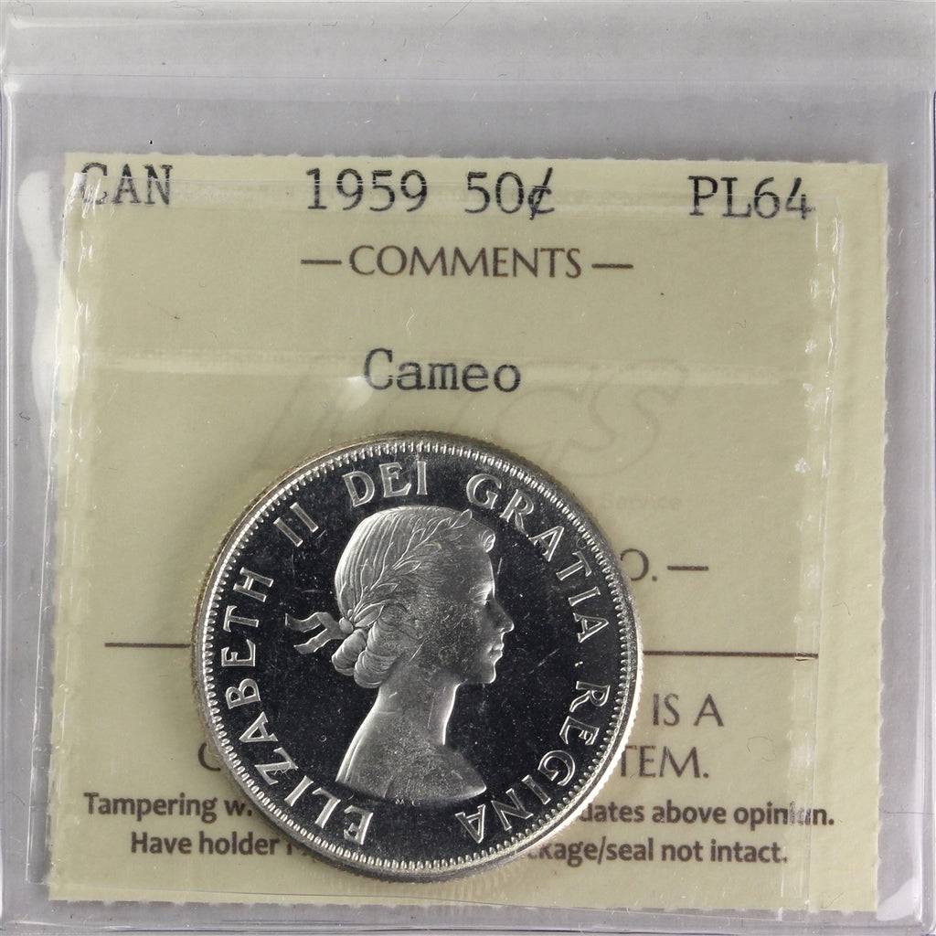 1959 Canada 50-cents ICCS Certified PL64 Cameo