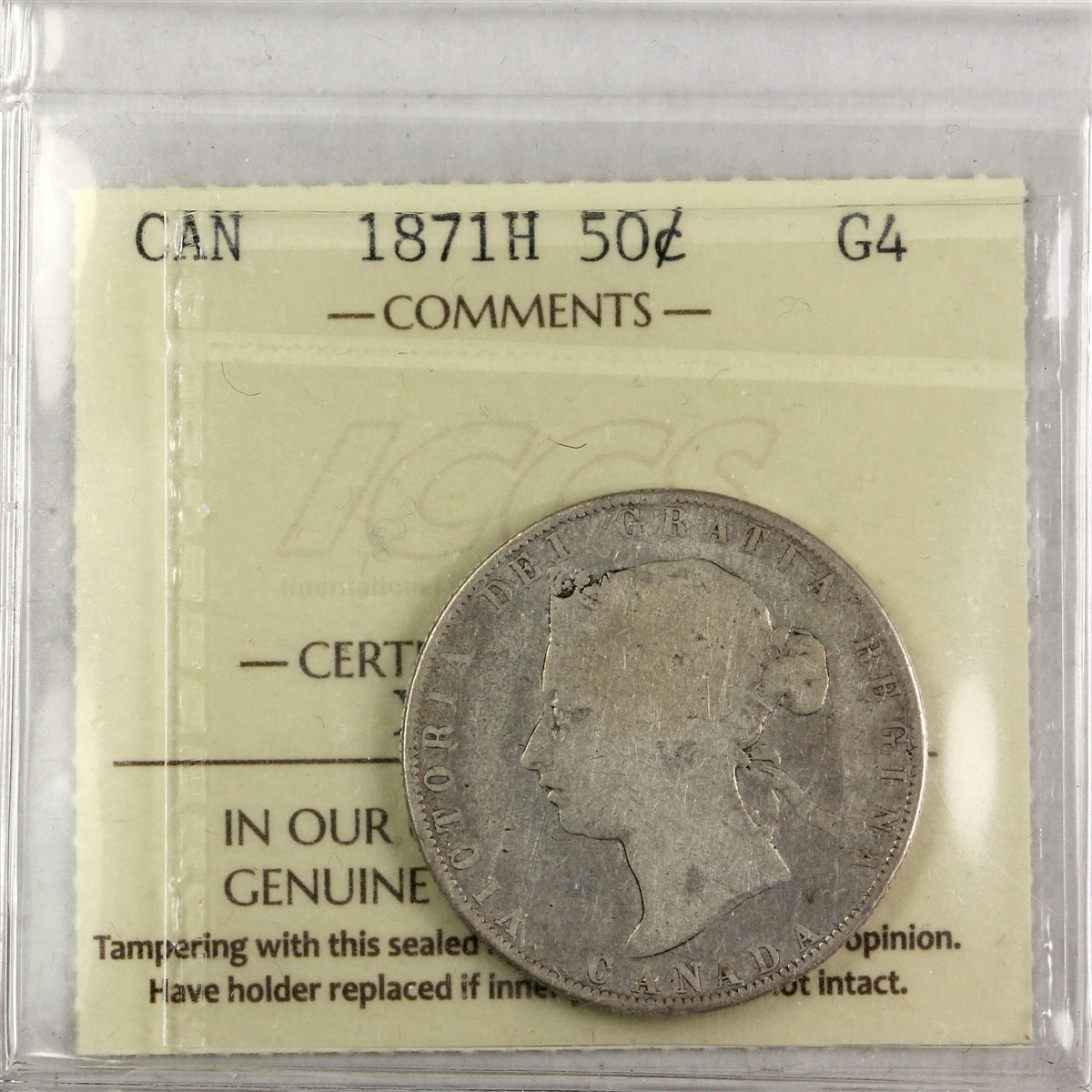 1871H Canada 50-cents ICCS Certified G4