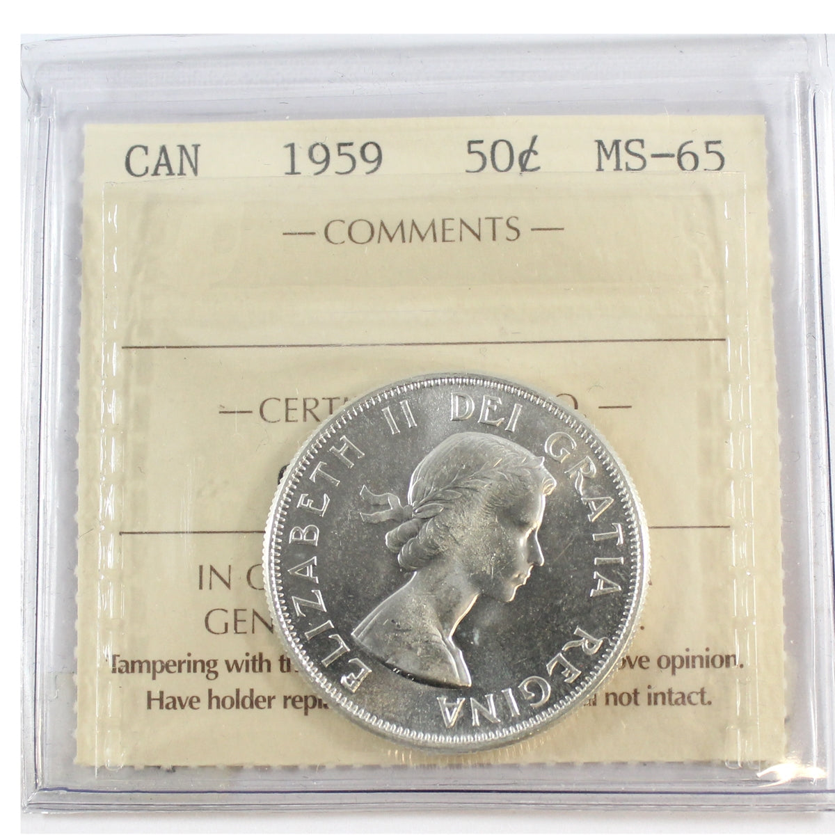 1959 Canada 50-cents ICCS Certified MS65
