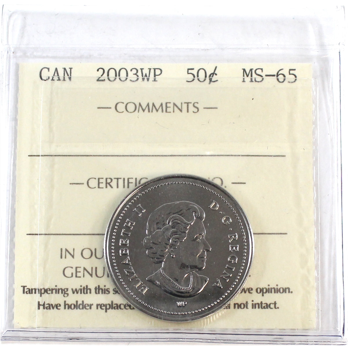 2003WP New Effigy Canada 50-cents ICCS Certified MS65