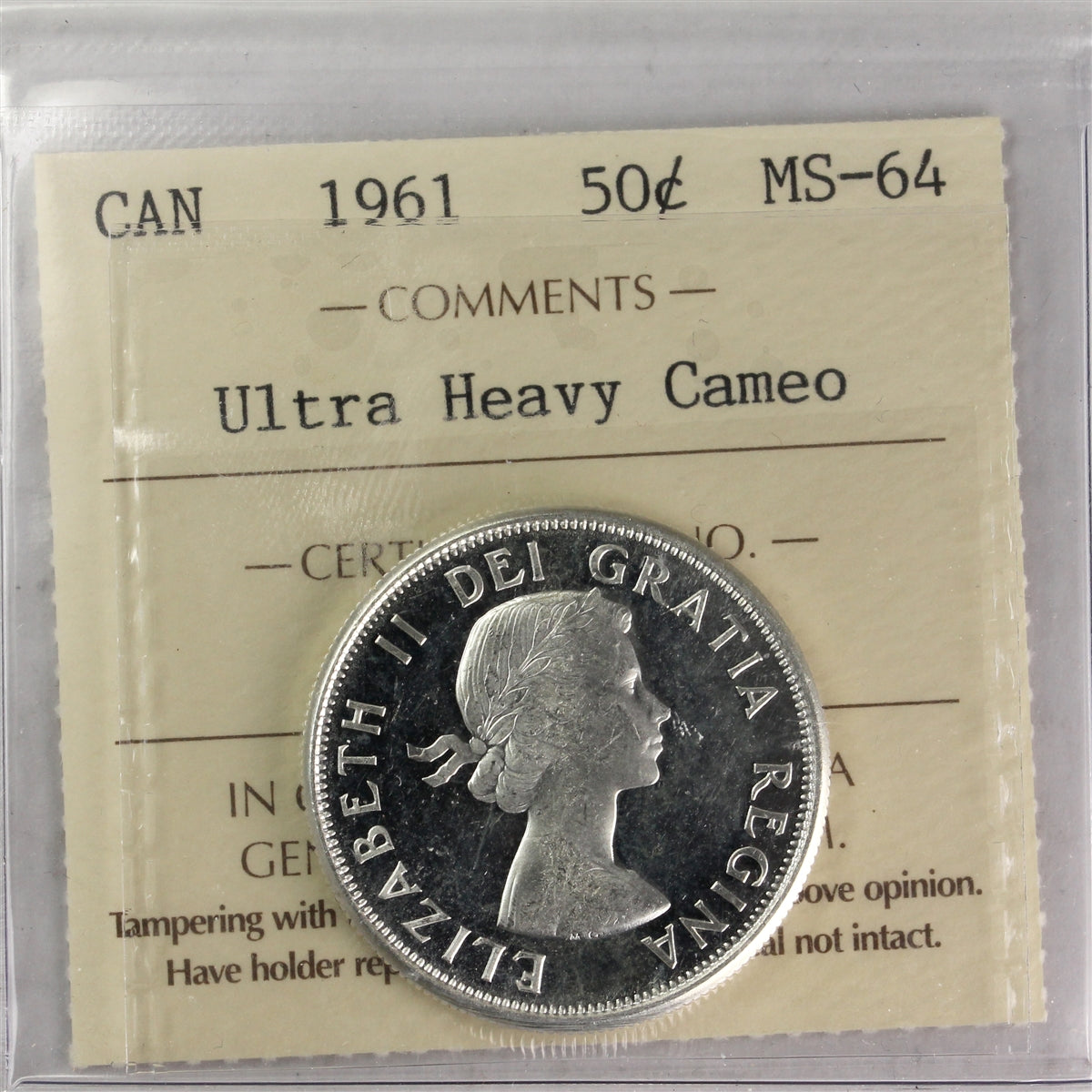 1961 Canada 50-cents ICCS Certified MS64 UHC