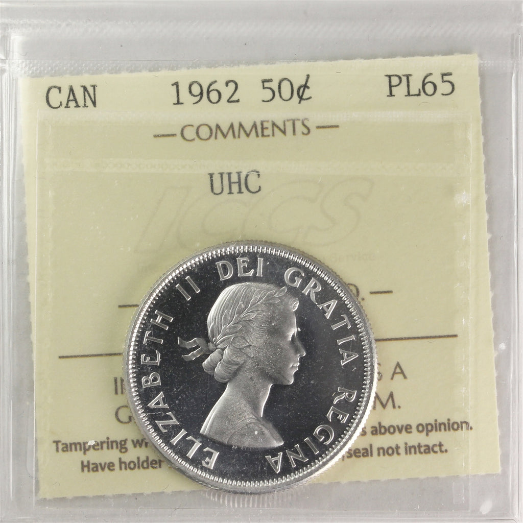1962 Canada 50-cents ICCS Certified PL65 UHC