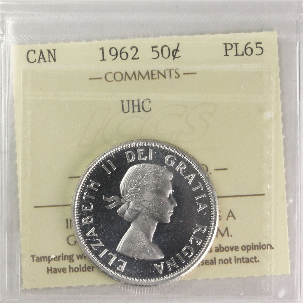 1962 Canada 50-cents ICCS Certified PL65 UHC