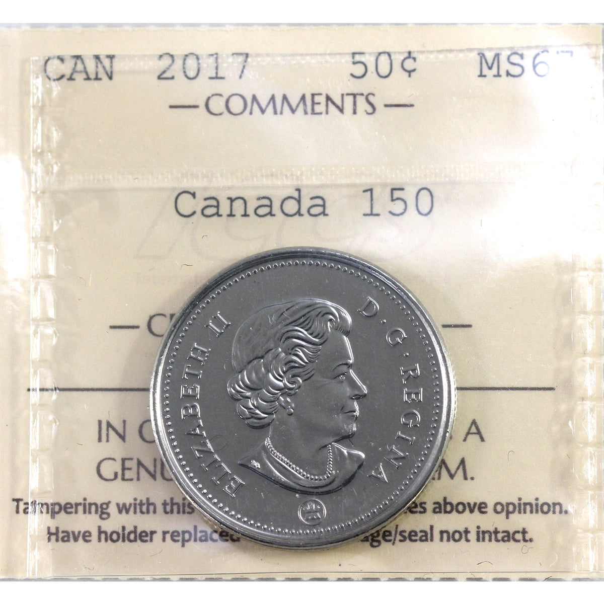 2017 Canada 150 50-cents ICCS Certified MS67