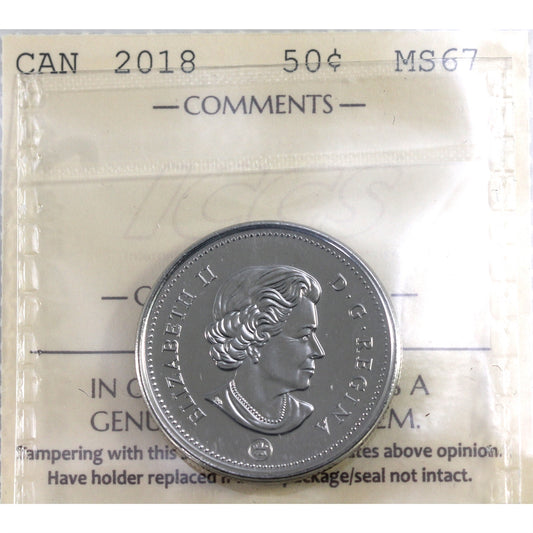 2018 Canada 50-cents ICCS Certified MS67