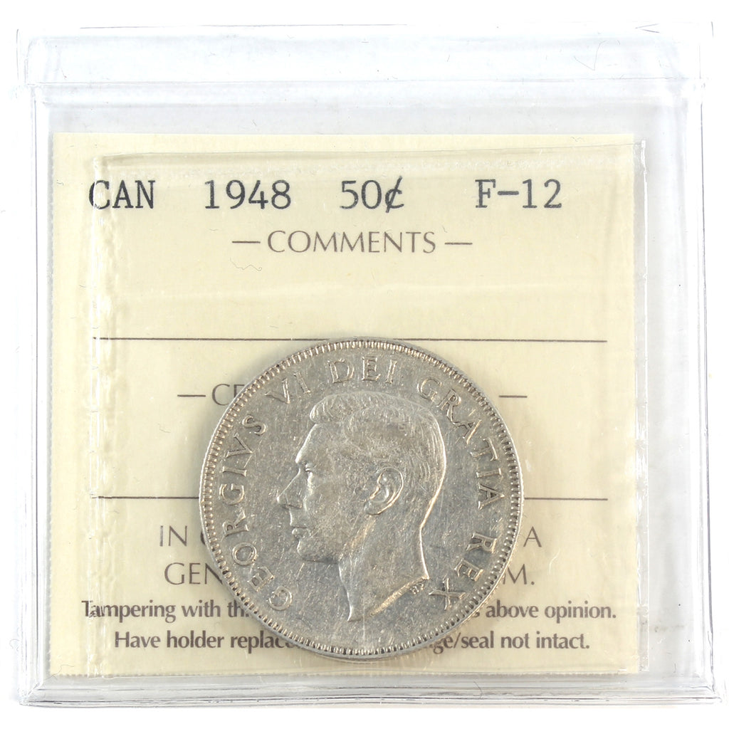 1948 Canada 50-cents ICCS Certified F12