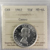 1962 Canada 50-cents ICCS Certified MS64 Cameo