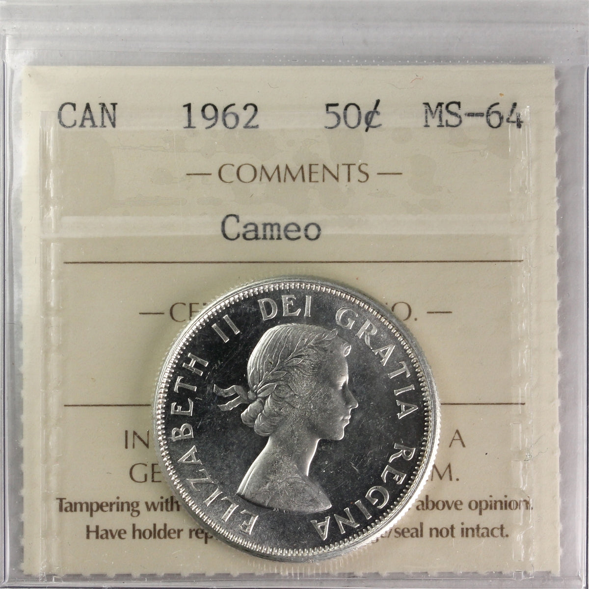 1962 Canada 50-cents ICCS Certified MS64 Cameo
