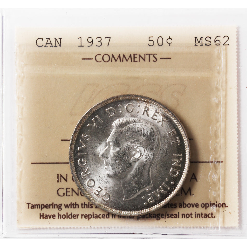 1937 Canada 50-cents ICCS Certified MS62