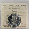 1963 Canada 50-cents ICCS Certified MS64 Cameo