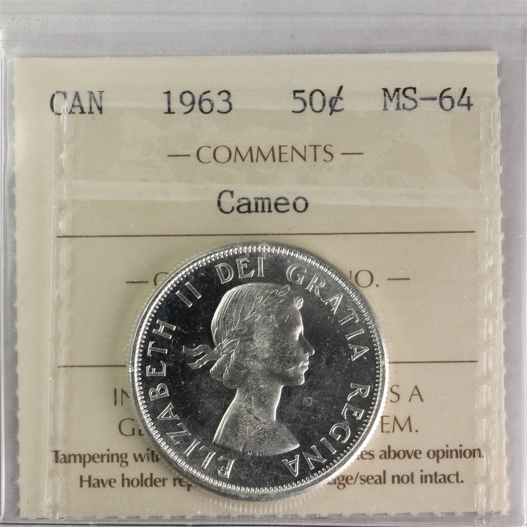 1963 Canada 50-cents ICCS Certified MS64 Cameo