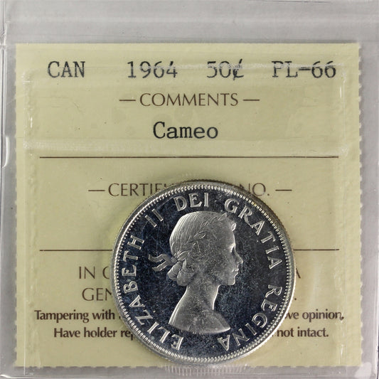 1964 Canada 50-cents ICCS Certified PL66 Cameo