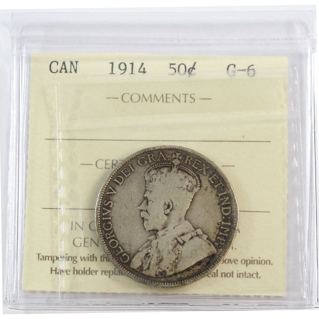 1914 Canada 50-cents ICCS Certified G6