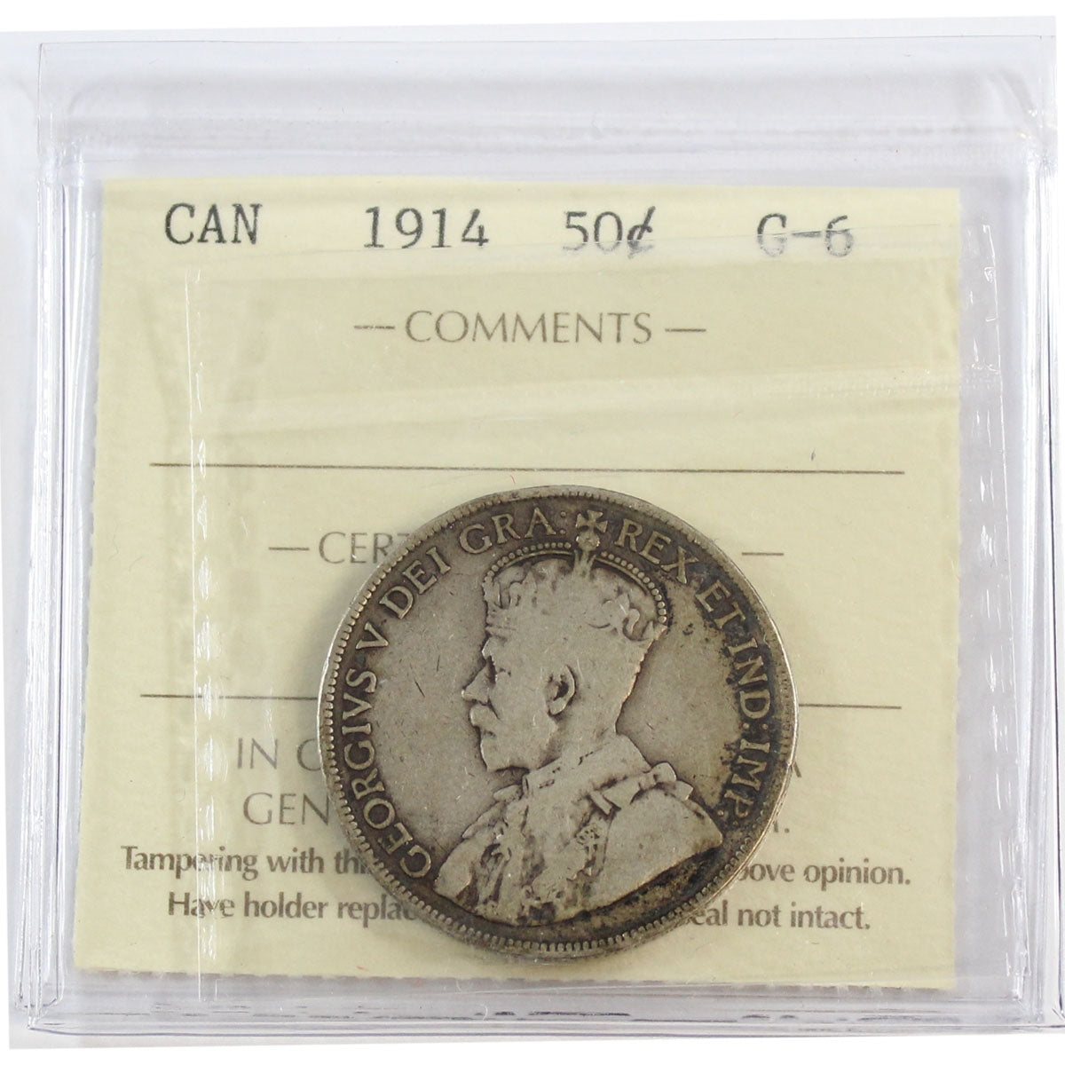 1914 Canada 50-cents ICCS Certified G6
